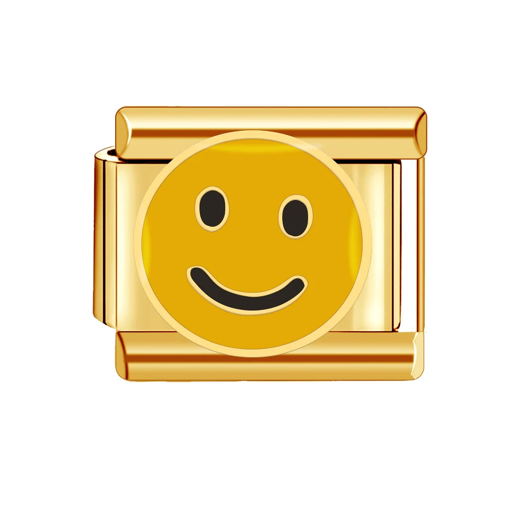 Gold Color Heart Sunflower Cherry Tai Chi Leopard Italian Charm Links Fit 9mm Bracelet Stainless Steel Men Women DIY Making Gift