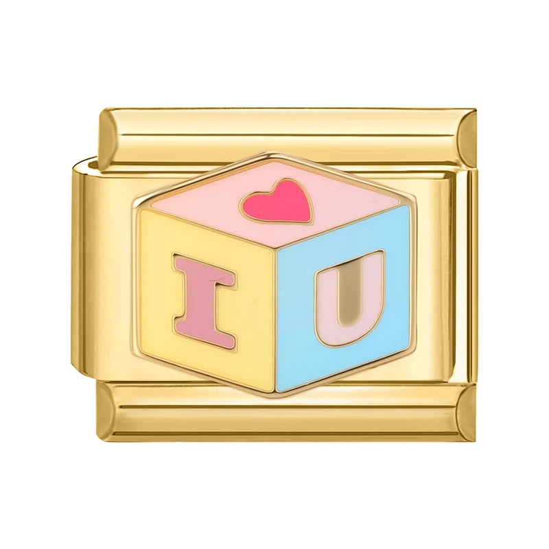 Gold Color Heart Sunflower Cherry Tai Chi Leopard Italian Charm Links Fit 9mm Bracelet Stainless Steel Men Women DIY Making Gift